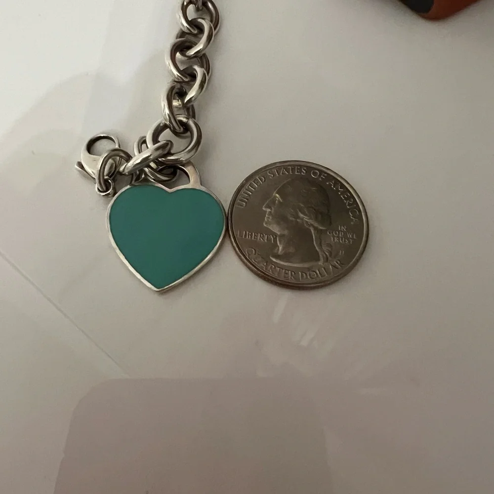 Tiffany & Co. Silver Charm Bracelet with Turquoise Heart Charm